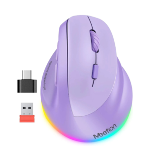 MOUSE ERGONOMICO MEETION BTM010R /2400 DPI / MORADO / RECARGABLE/BT-WIFI