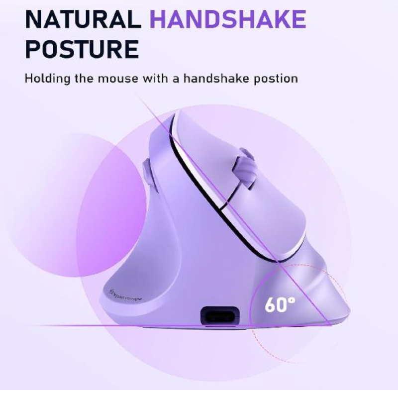 MOUSE ERGONOMICO MEETION BTM010R /2400 DPI / MORADO / RECARGABLE/BT-WIFI - Imagen 2