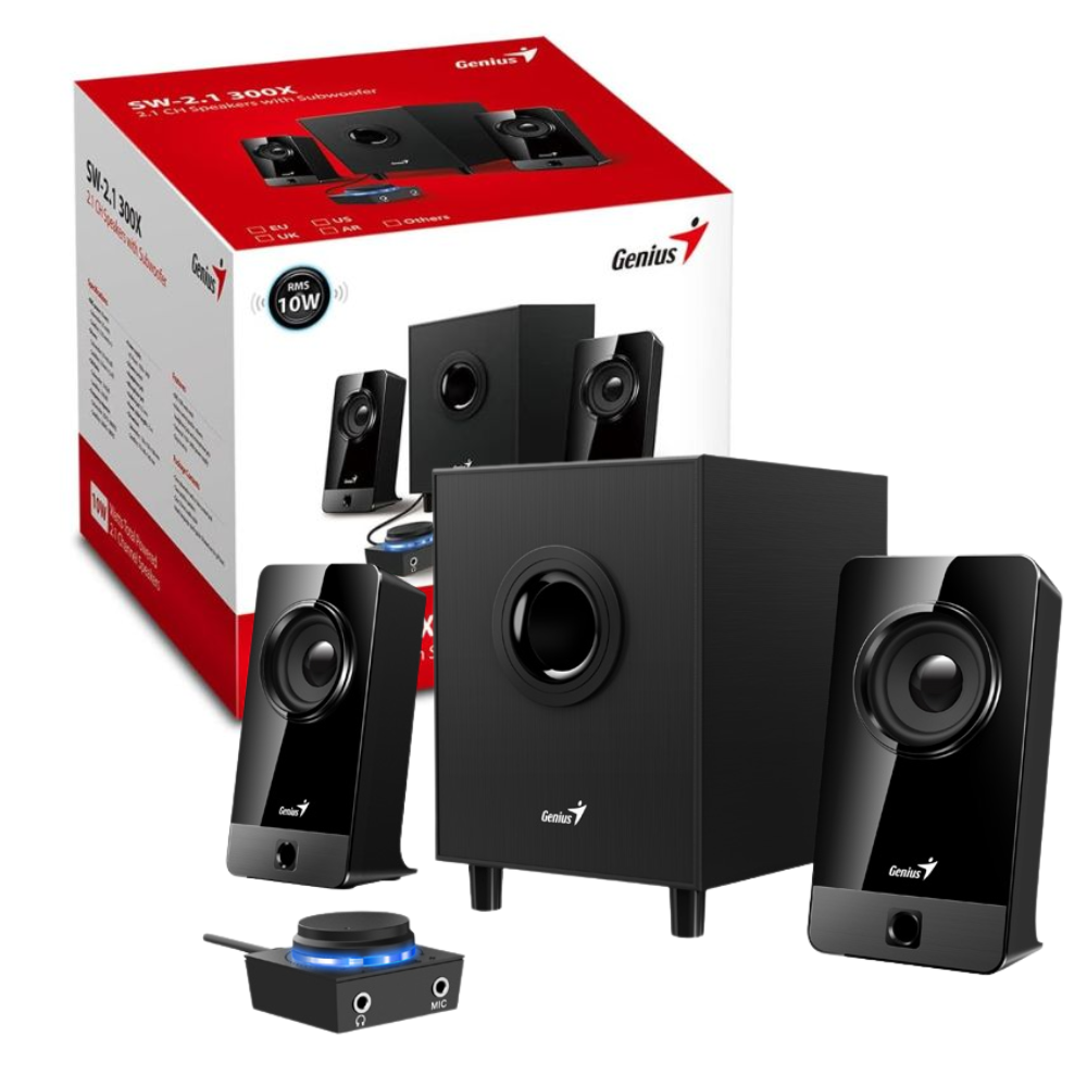PARLANTE GENIUS SW-G2.1 300X/ POTENCIA 10W RMS / SUBWOOFER 3.5W / SATELITES 3.25W *2.