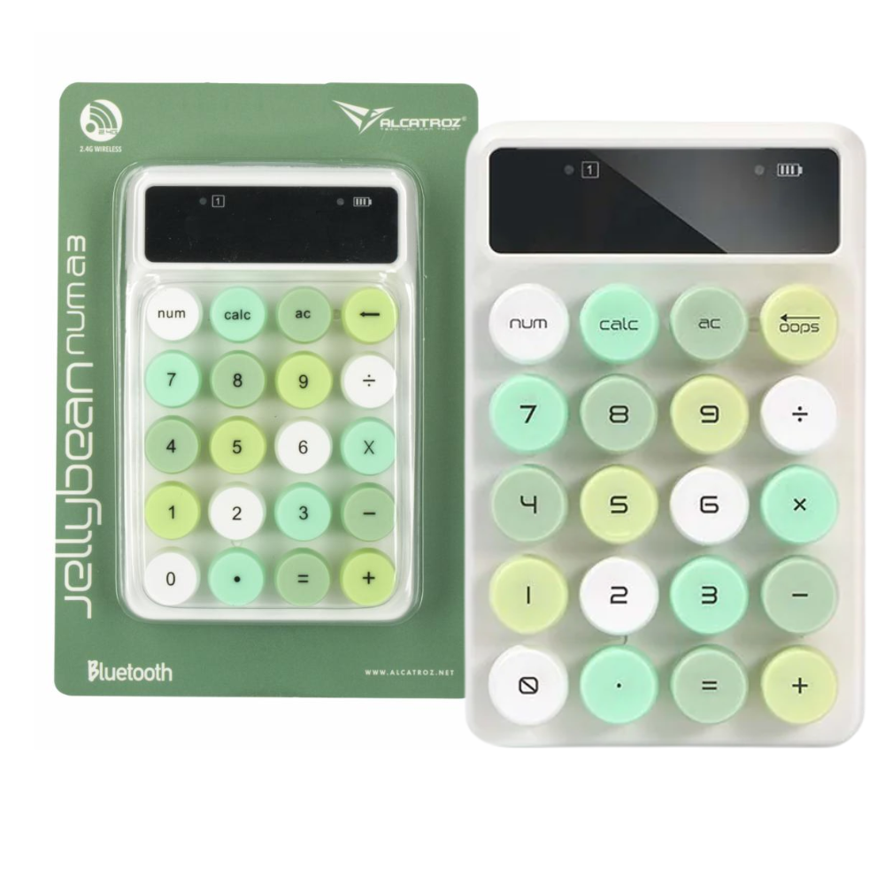 TECLADO NUMERICO ALCATROZ / JELLYBEAN NUMA3 / BLUETOOTH / 2.4G / TECLAS REDONDAS / VERDE