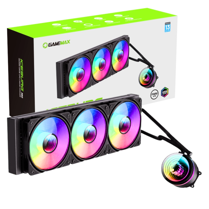 COOLER/SISTEMA DE ENFRIAMIENTO LIQUIDO GAMEMAX ICEBERG 360 / RENDIMIENTO ENFRIADO POR AGUA / ILUMINACION LED RGB / BLACK
