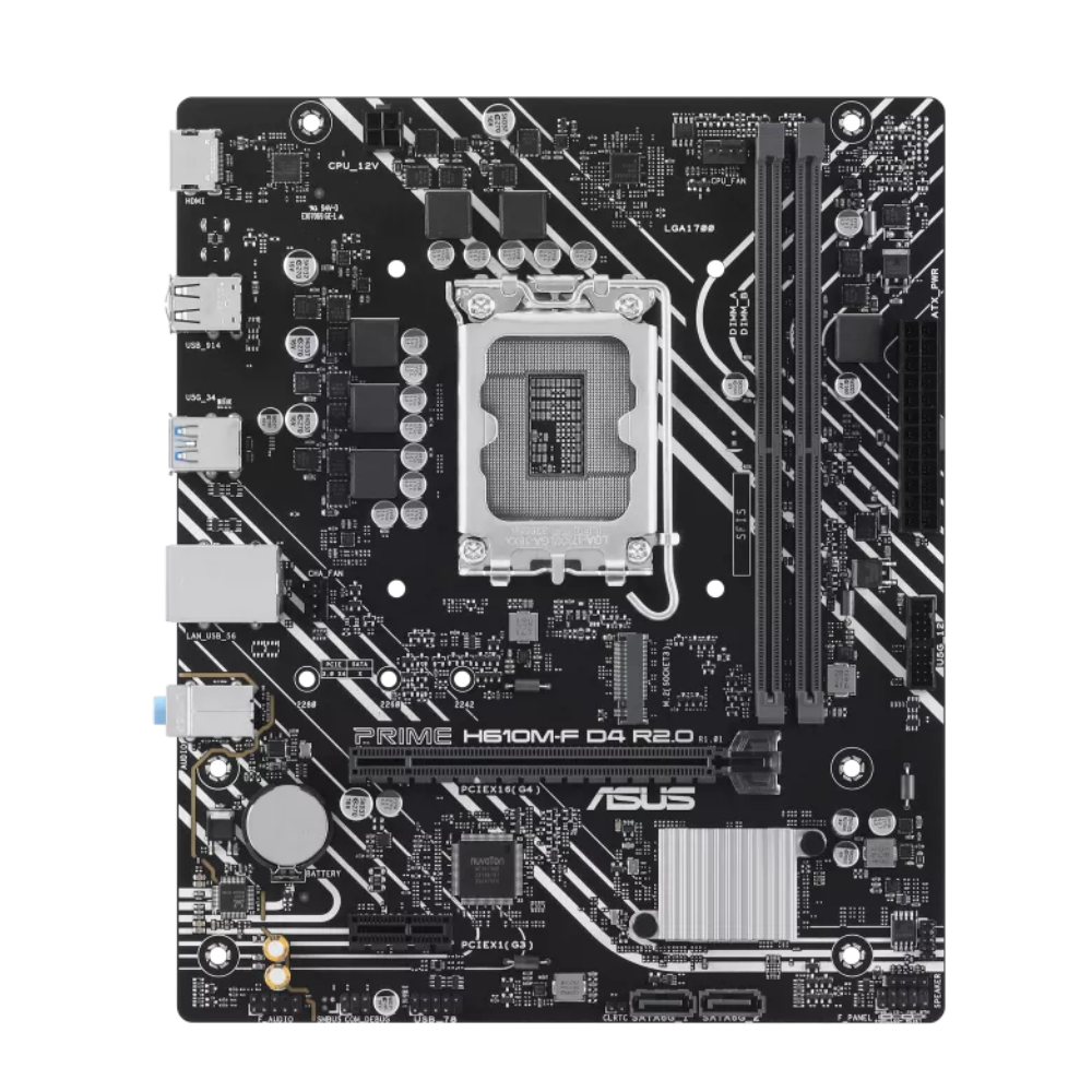 PLACA MADRE ASUS PRIME H610M-F D4 R2.0 / 14VA GEN / PCIE 4.0 / M.2 / DDR4 - Imagen 2