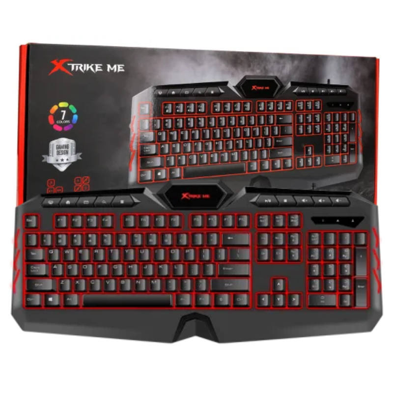 TECLADO XTRIKE ME/ KB-509 SP/114 TECLAS/ MEMBRANA ERGONOMICO/ RETROILUMINADO