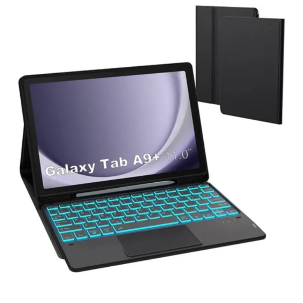 ESTUCHE CON TECLADO PARA TABLET SAMSUNG GALAXY A9+ ILUMINADO BLUETOOTH
