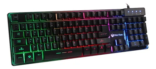 TECLADO ALAMBRICO GAMER MEETION K9300 SEMIMECANICO BASE METALICA RETROILUMINADO RGB BLACK - CABLE - Imagen 3