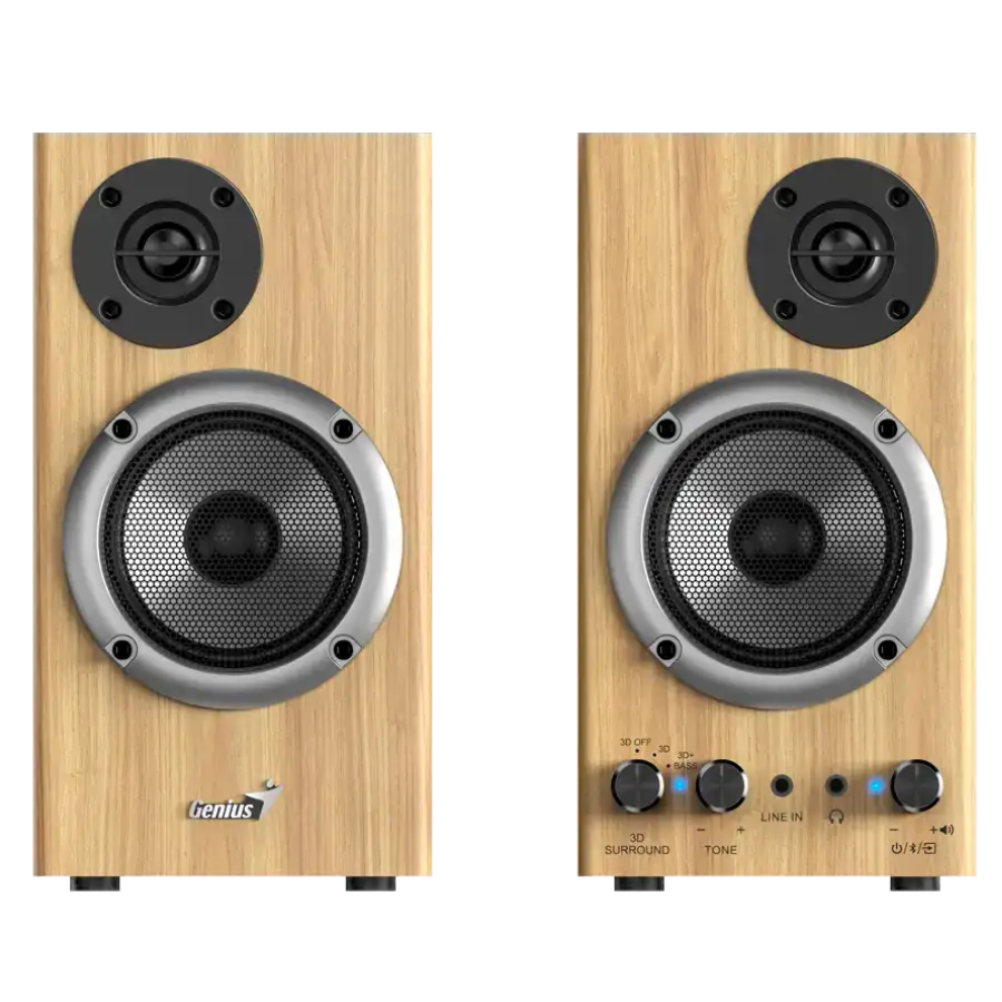 PARLANTE GENIUS / SP - HF520BT 2.0 COLOR MADERA / BT 5.3 / RMS 20W / SONIDO ENVOLVENTE 3D / FUENTE 120 - 24 - Imagen 2