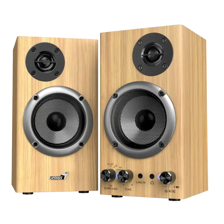 PARLANTE GENIUS / SP - HF520BT 2.0 COLOR MADERA / BT 5.3 / RMS 20W / SONIDO ENVOLVENTE 3D / FUENTE 120 - 24 - Imagen 3