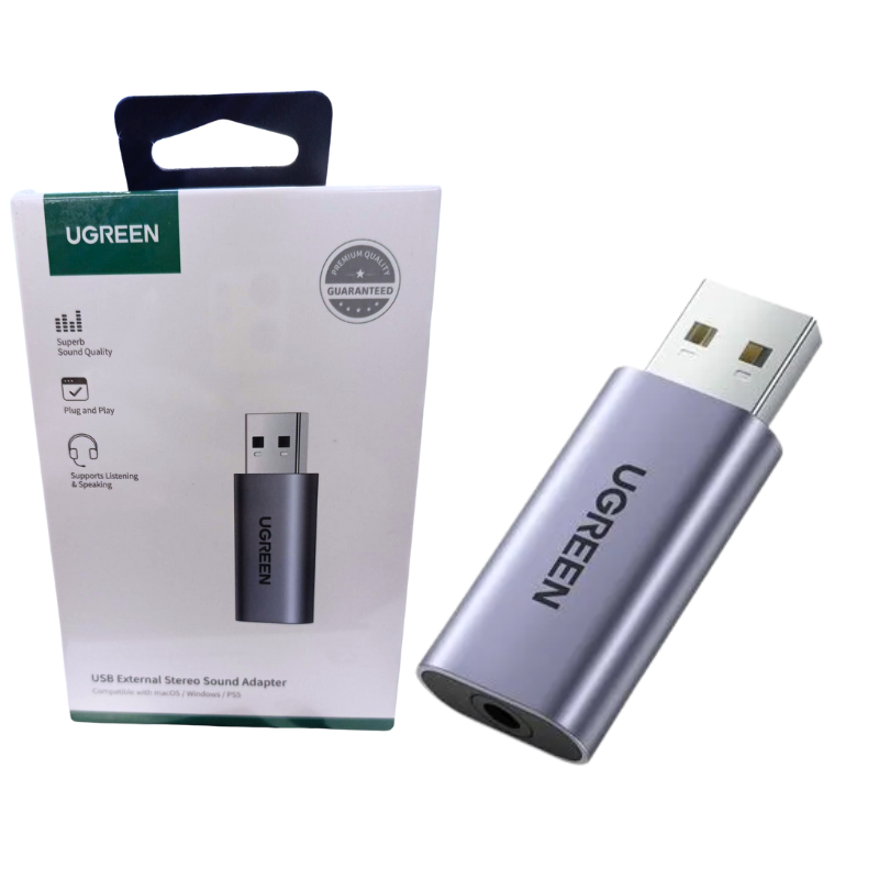 ADAPTADOR DE SONIDO STEREO UGREEN / CM383 / USB / 3.5MM / SILVER