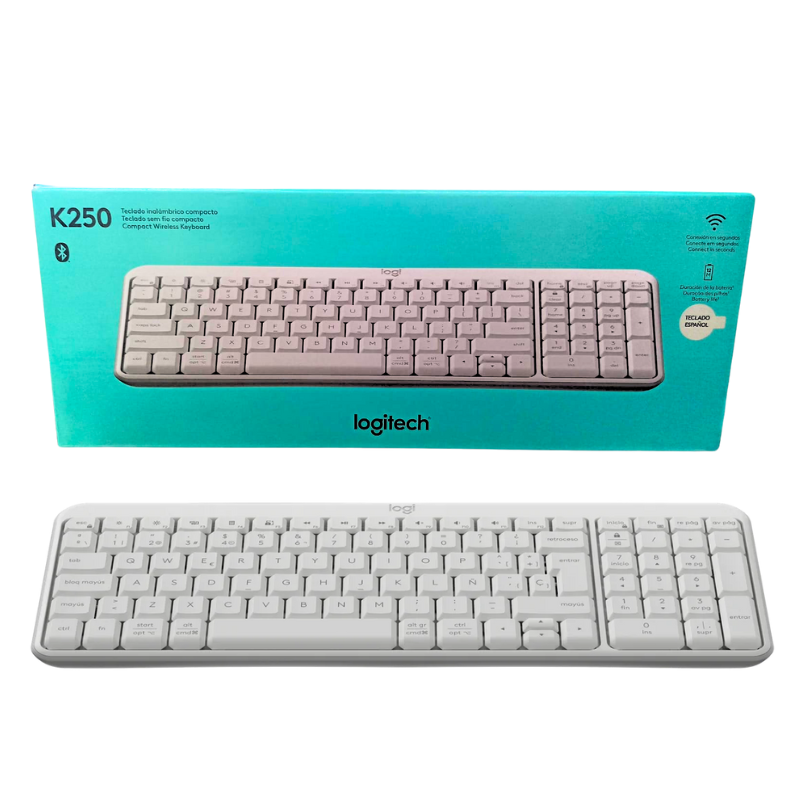 TECLADO LOGITECH K250 BLUETOOTH WHITE /ESPAÑOL NUMERICO COMPACTO