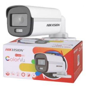 CAMARA DE SEGURIDAD HIKVISION TUBO 2MP PLASTICA COLORVU EXTERIOR IP67 IMAGEN COLOR 24/7 CON AUDIO LUZ BLANCA 20MTS DS2CE10DF0T-PFS