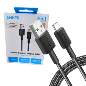CABLE ANKER 322 /USB-A a USB-C /3ft BRAIDED /NEGRO/ 1 METRO