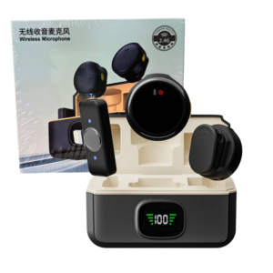 MICROFONO INALAMBRICO DE SOLAPA / 2-PACK / TIPO BOTON / ESTUCHE DE CARGA / BLACK