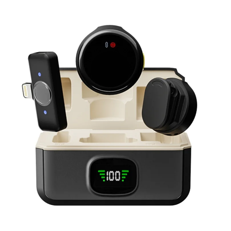 MICROFONO INALAMBRICO DE SOLAPA / 2-PACK / TIPO BOTON / ESTUCHE DE CARGA / BLACK - Imagen 2