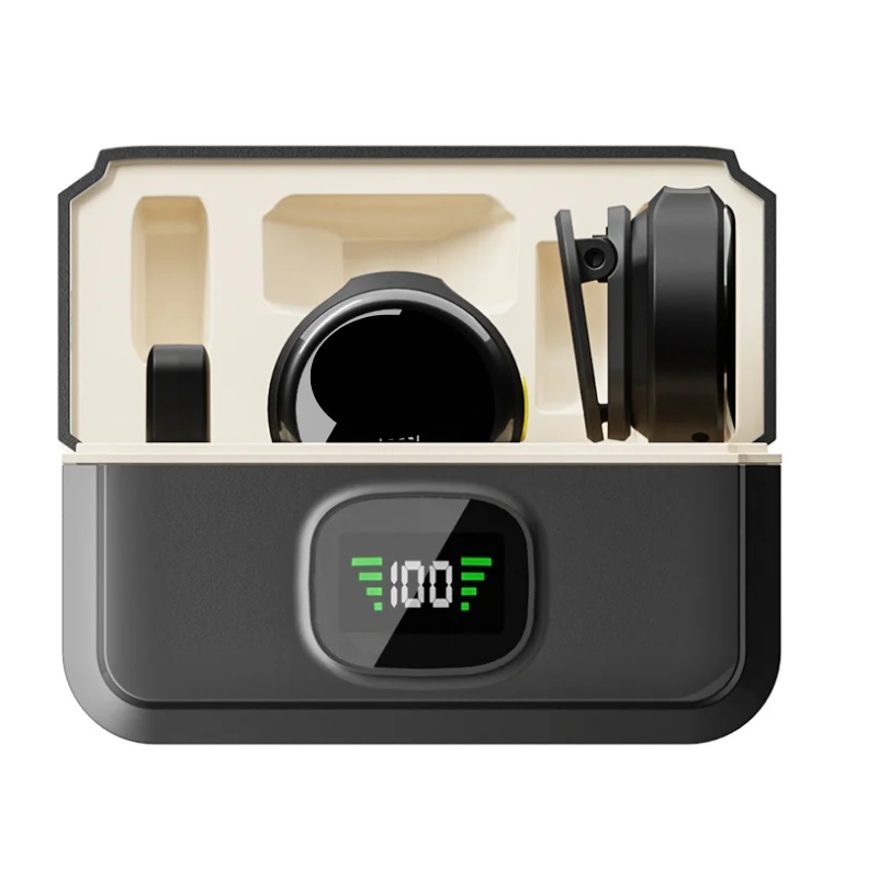 MICROFONO INALAMBRICO DE SOLAPA / 2-PACK / TIPO BOTON / ESTUCHE DE CARGA / BLACK - Imagen 3