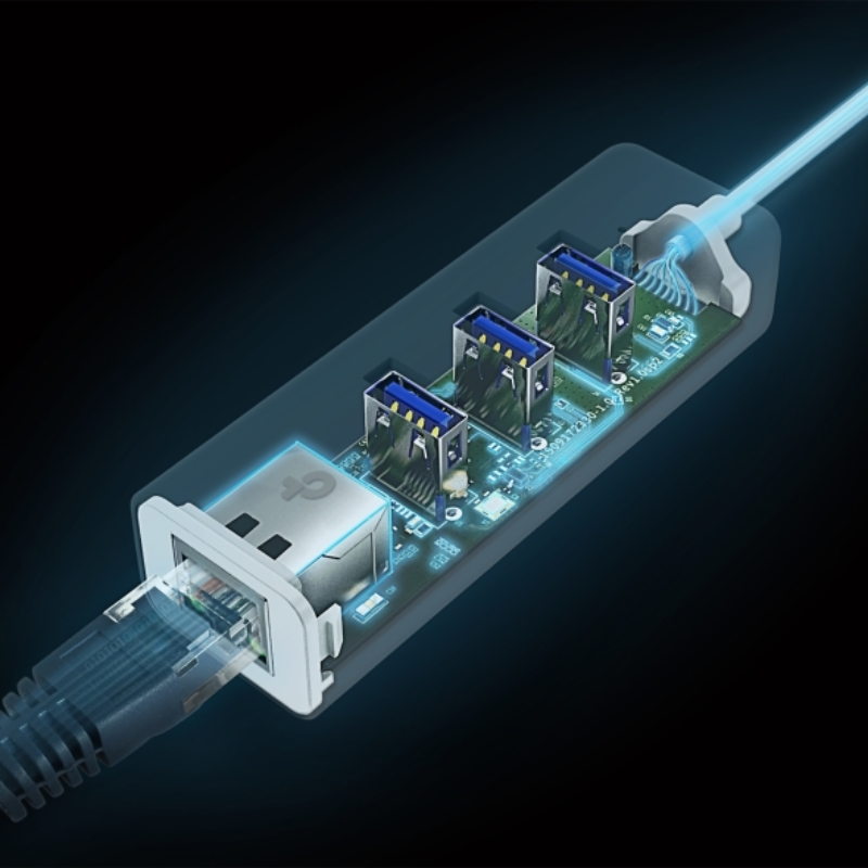 CONVERTIDOR USB-C A RJ45/ CON HUB DE 3 PUERTOS USB - 3.0 / TP-LINK UE330C / BLACK - Imagen 4